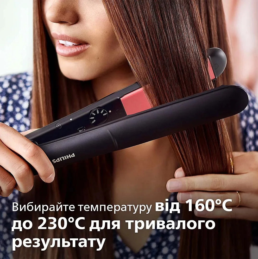 Випрямляч Philips Series 3000, 6 температурних режимів, 160-230°C, керамічне покриття, чорний.