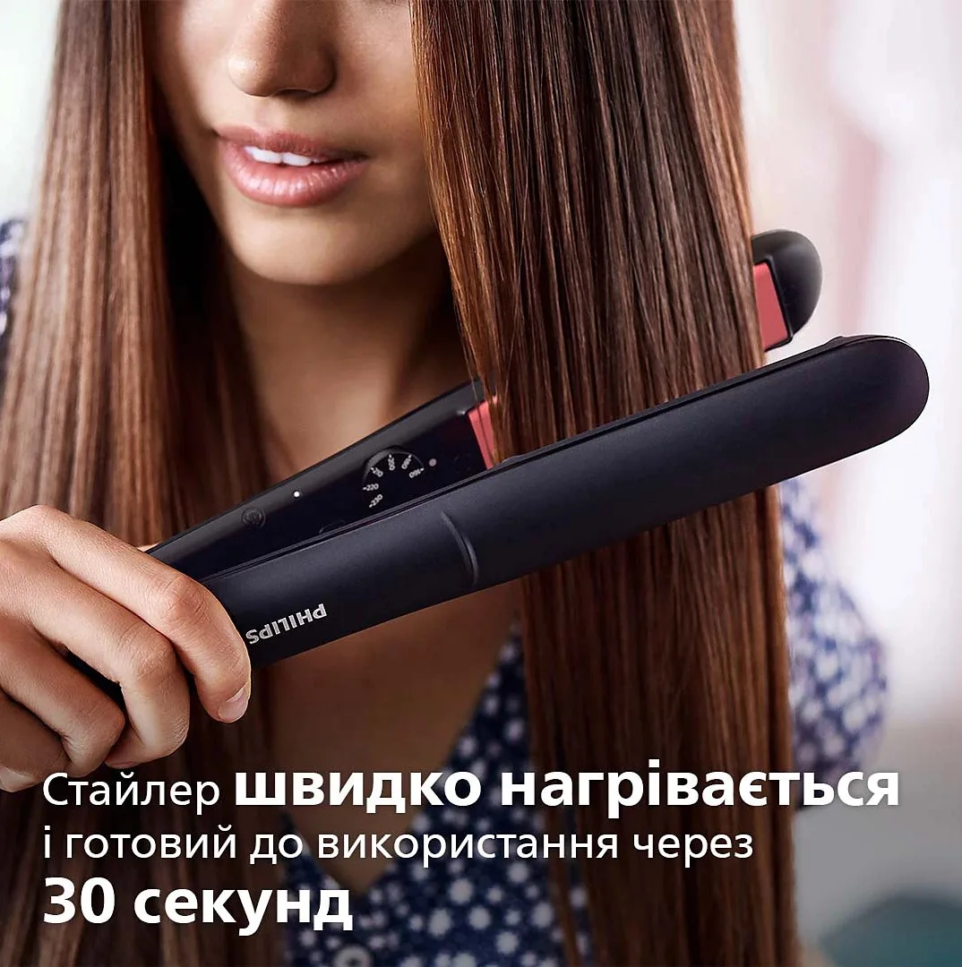 Випрямляч Philips Series 3000, 6 температурних режимів, 160-230°C, керамічне покриття, чорний.