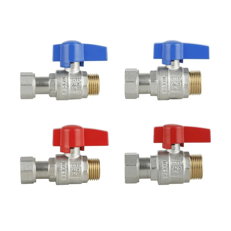 Комплект прямих кульових кранів 1/2"x3/4" латунь нікельований 400х260х350 мм