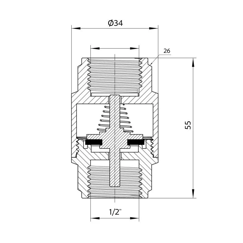 Обратный клапан 1/2" латунный Thermo Alliance Forte для водоснабжения