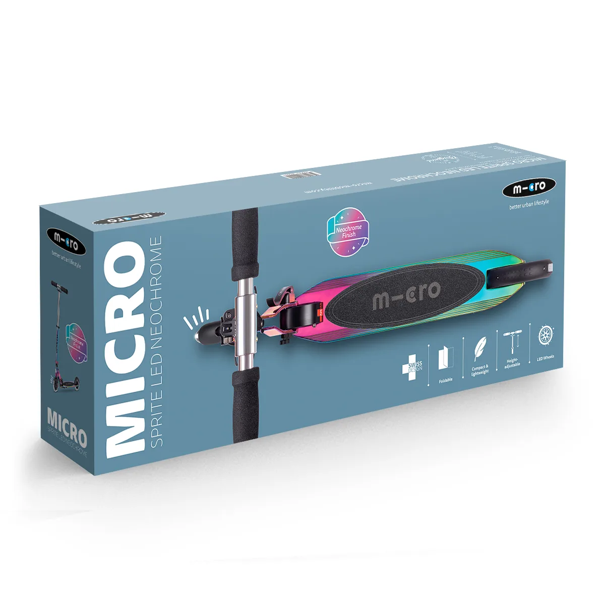 Самокат Micro алюмінієвий 2,8 кг 65х11х25 см неохром