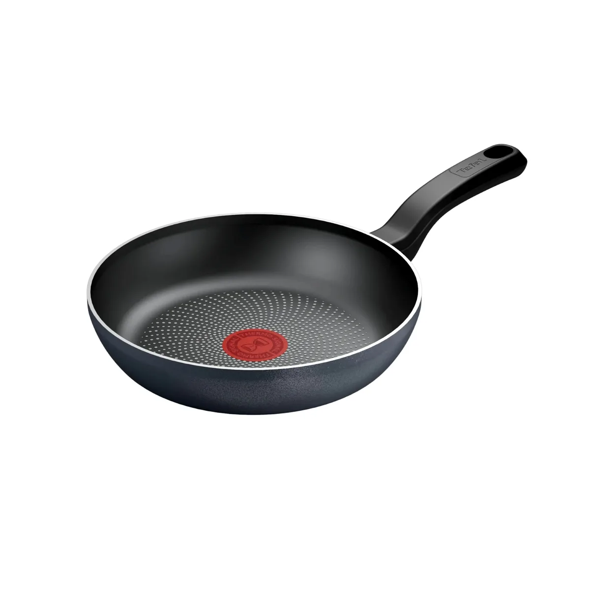 Сковорода Tefal So' Light, діаметр 22 см, виготовлена з алюмінію, з бакелітовою ручкою, чорного кольору.