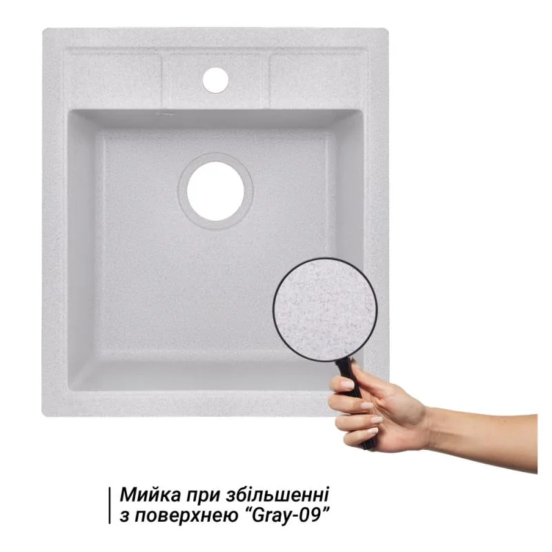 Кухонная мойка Lidz 460x515 мм из искусственного камня серого цвета врезная