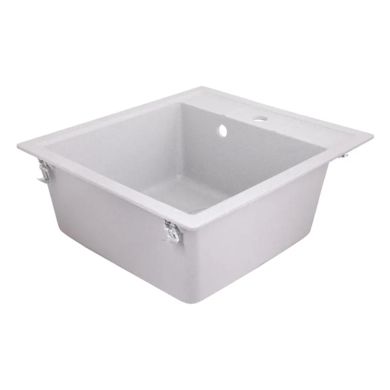 Кухонная мойка Lidz 460x515 мм из искусственного камня серого цвета врезная