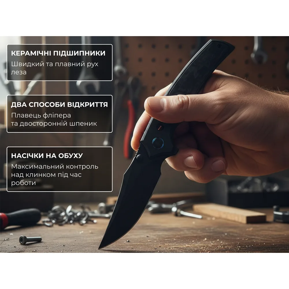 Ніж Weknife Титан 220,3 мм Чорний Bohler M390