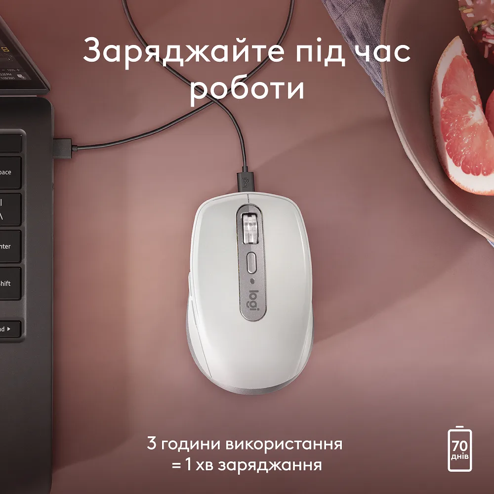 Миша Logitech бездротова оптична середня 34,4х100,5х65 мм біла