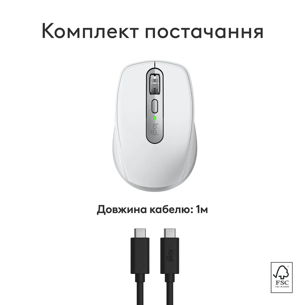Миша Logitech бездротова оптична середня 34,4х100,5х65 мм біла