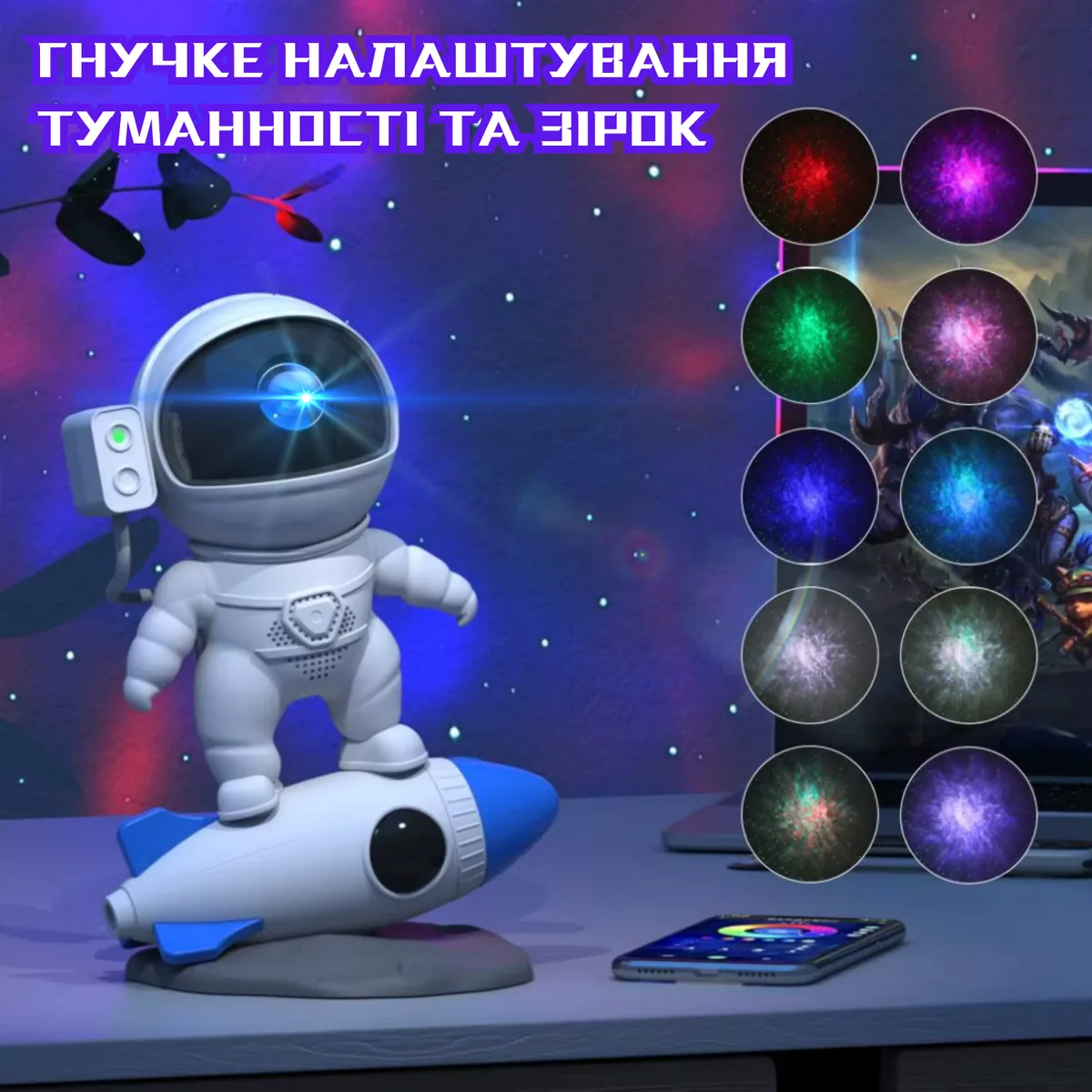 Проектор звездного неба HJ-07 Bluetooth ночник 10W ABS 0,5-3 м RGB