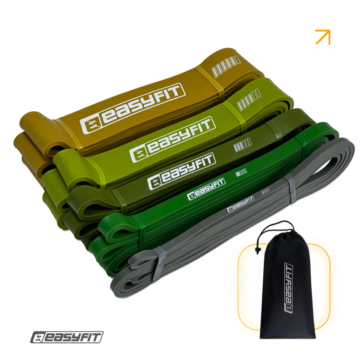 Резинки для фітнесу EasyFit багатошаровий латекс 5 шт 1-65 кг сірий зелений оливковий хаки пісочний