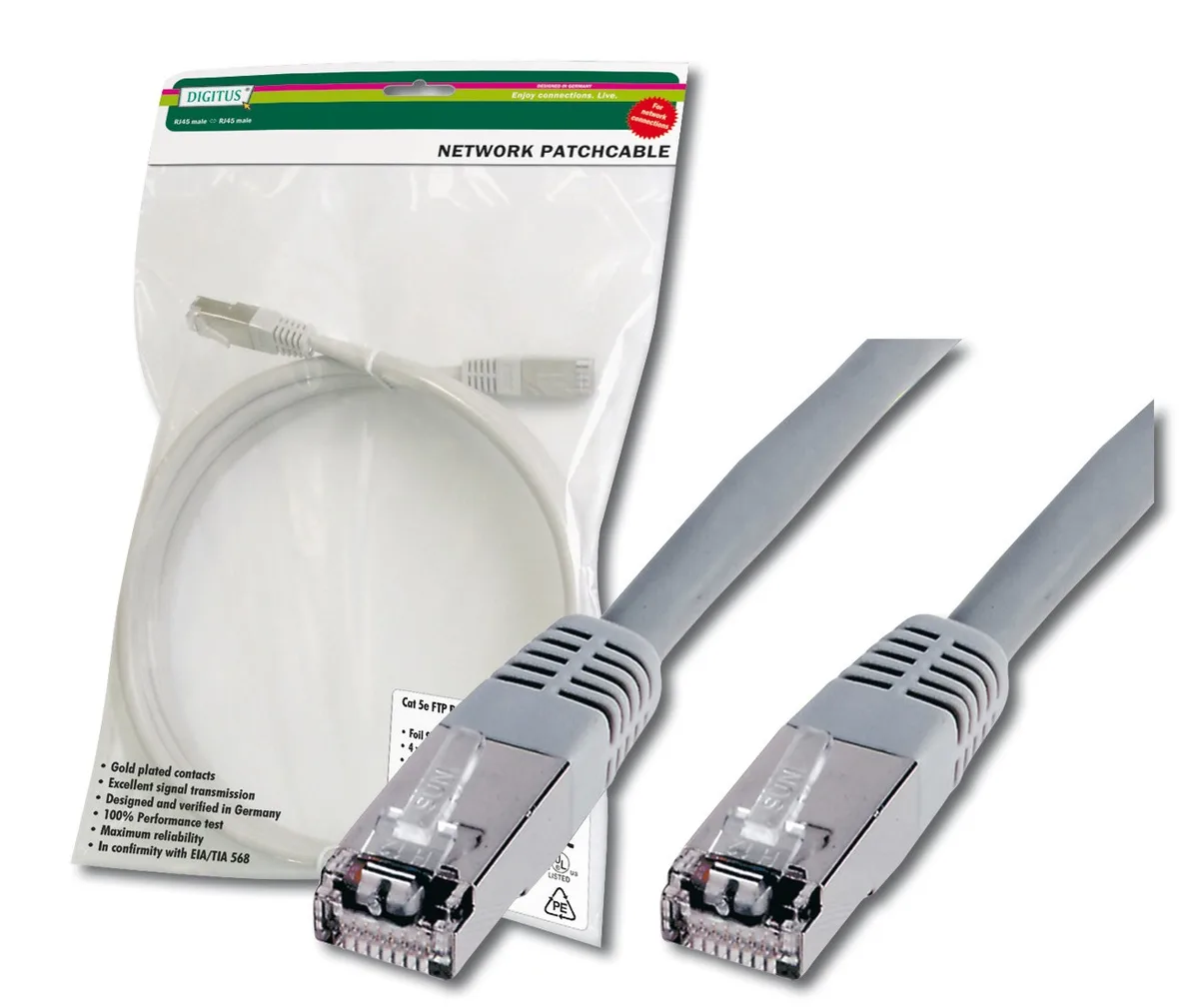 Патч-корд DIGITUS САТ 5e SF-UTP, 15м, AWG 26/7, Cu, PVC, сірий