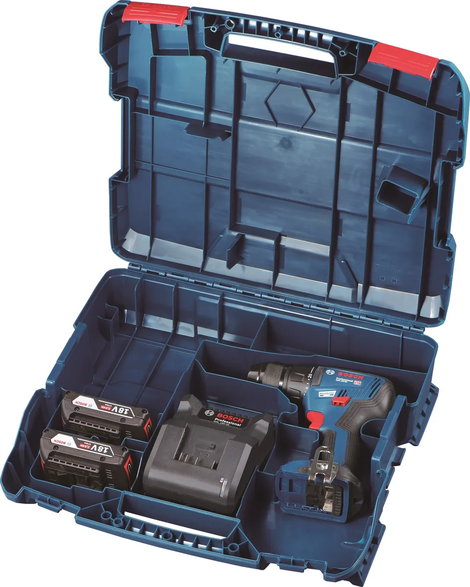 Акумуляторний шуруповерт Bosch Professional GSR 18 V-50, 18В, 2 батареї по 2А·год, 50Нм, 460·1800 об/хв, вага 1 кг.