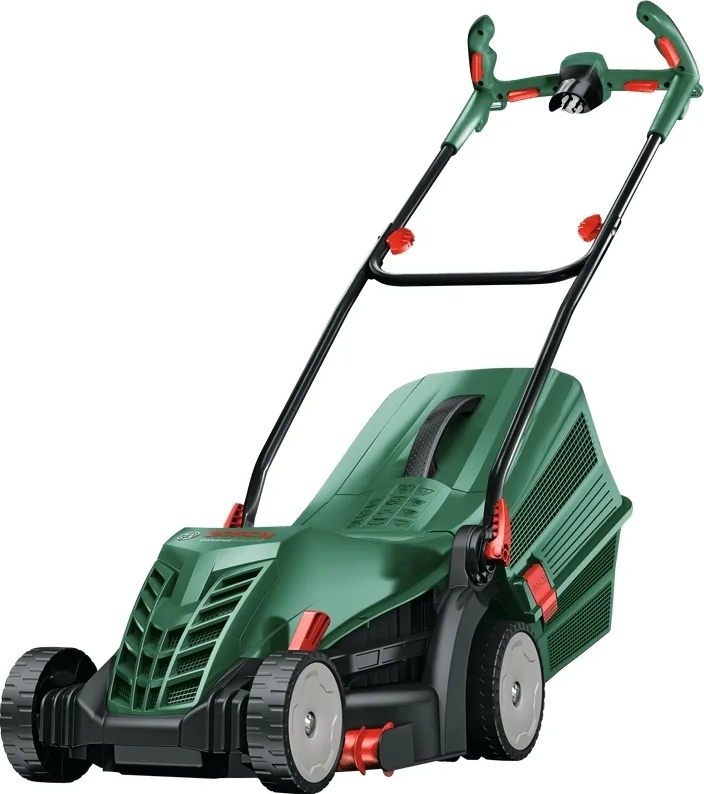 Електрична газонокосарка Bosch UniversalRotak 34-405, потужність 1300 Вт, ширина скошування 34 см, об'єм травозбірника 40 л, висот