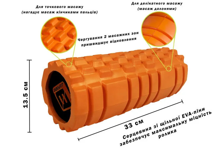 Масажний ролик EasyFit EVA 33 см оранжевий