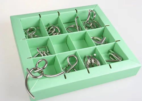 Набір головоломок ProDobro Metall Puzzles 10 шт 3х3х0,5 см Зелений