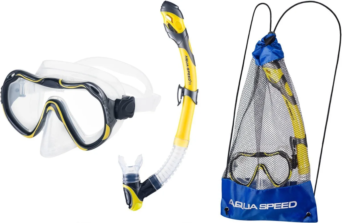 Набір маска трубка AQUA SPEED силікон OSFM жовтий
