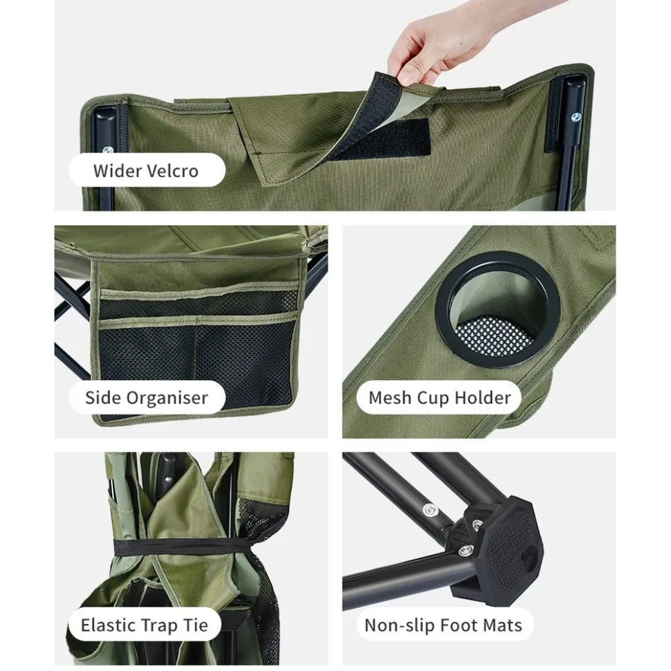 Крісло-шезлонг складане Naturehike сталь 147х78,5х82 см хакі