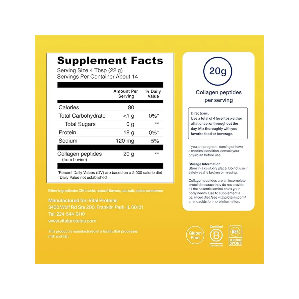 Vital Proteins Пептиди коллагену 313 г Лимонний смак без цукру