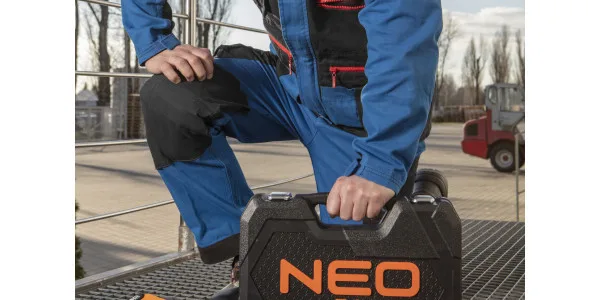 Штани робочі NEO HD+ з бавовни XXL для чоловіків з відсіком для наколінників синьо-чорні брюки для роботи