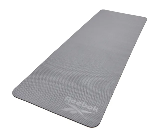 Двосторонній килимок для йоги Reebok поліестер 176х61х0,6 см чорний сірий