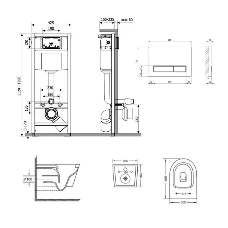 Подвесной унитаз Qtap Swan Ultra Quiet 350x355x515 мм керамика белый