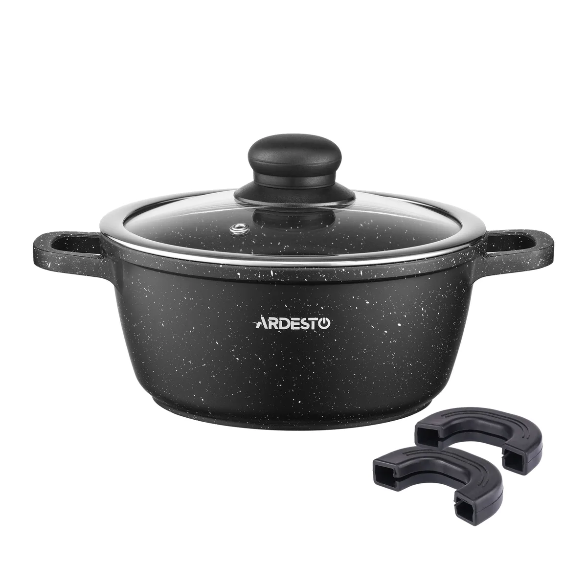 Каструля з прозорою кришкою ARDESTO Gemini Anzio, 1.8л, алюміній, чорного кольору.
