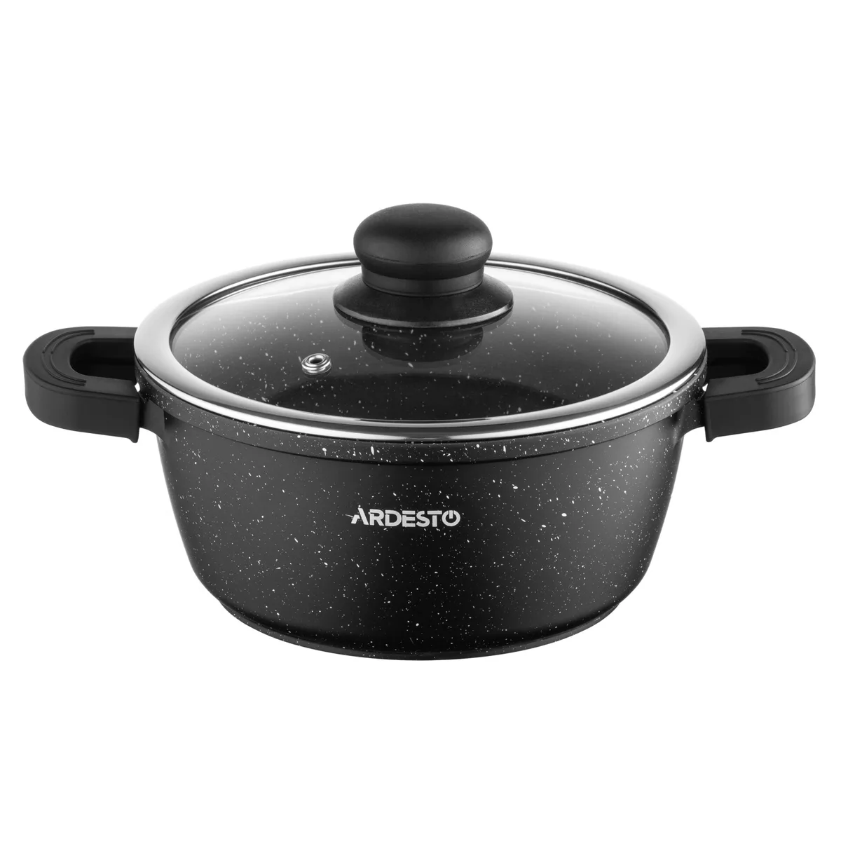 Каструля з прозорою кришкою ARDESTO Gemini Anzio, 1.8л, алюміній, чорного кольору.