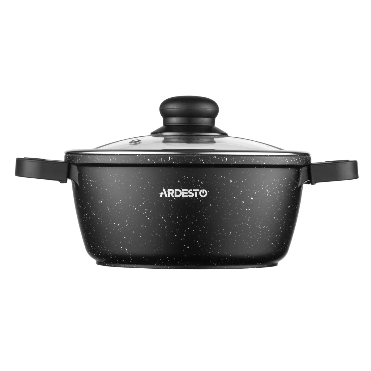 Каструля з прозорою кришкою ARDESTO Gemini Anzio, 1.8л, алюміній, чорного кольору.