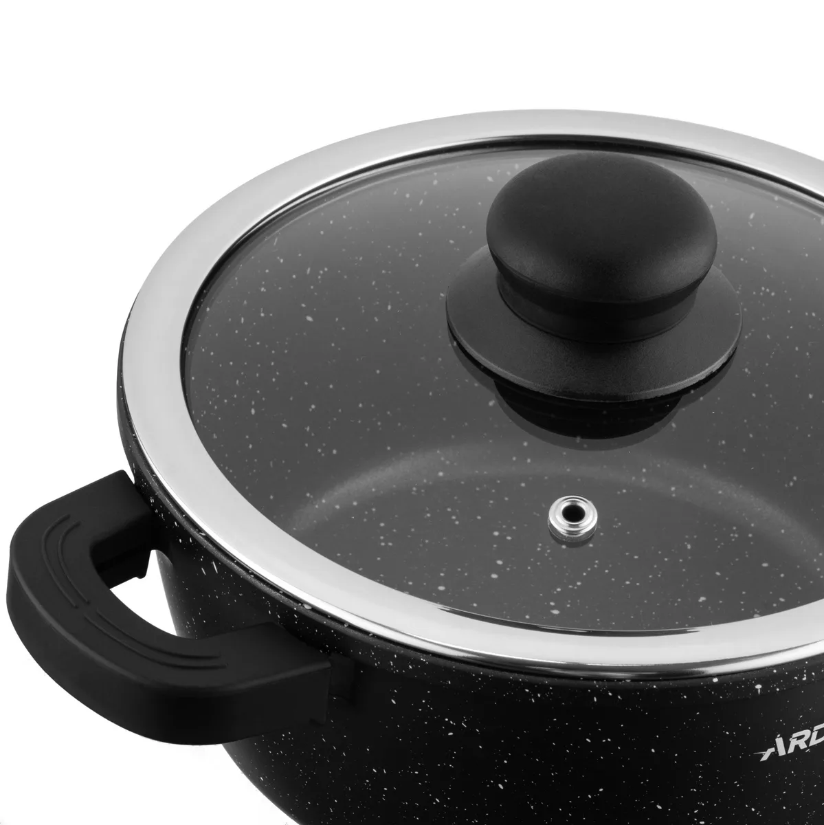 Каструля з прозорою кришкою ARDESTO Gemini Anzio, 1.8л, алюміній, чорного кольору.
