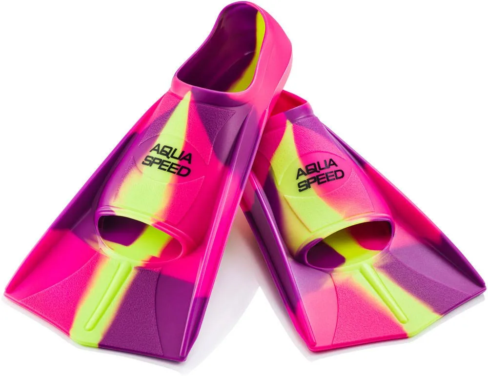 Ласти Aqua Speed силіконові 31-32 рожеві фіолетові жовті