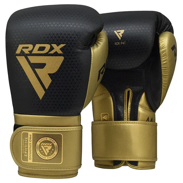 Боксерські рукавиці RDX Inc штучна шкіра 14 унцій золоті