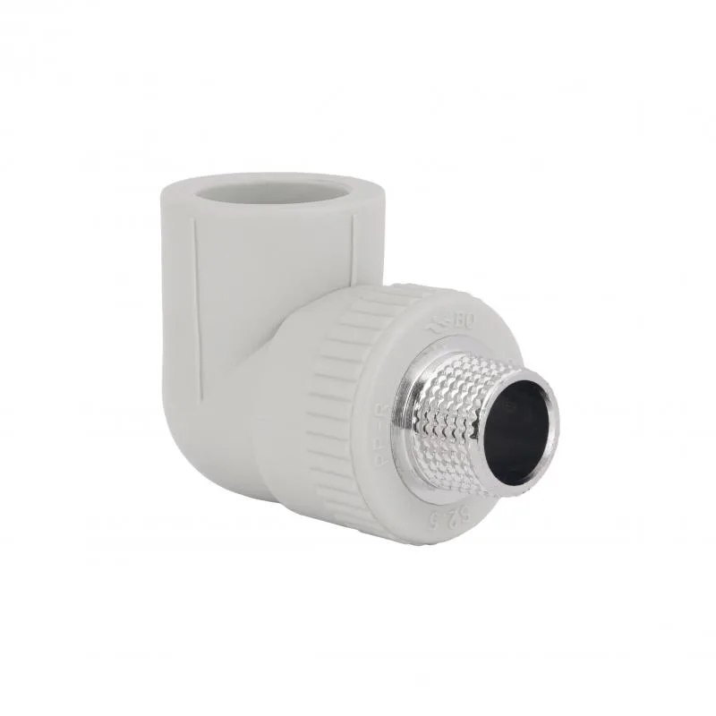 Уголок PPR 25x1/2" 90° НР полипропиленовый с латунной резьбой серый