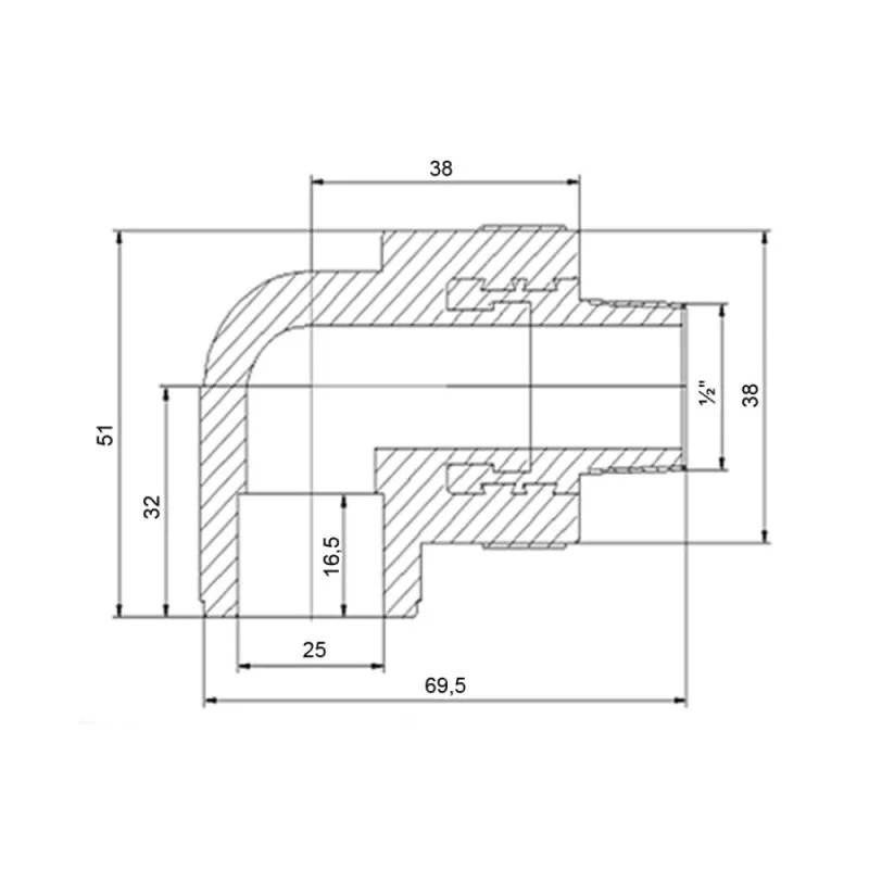 Уголок PPR 25x1/2" 90° НР полипропиленовый с латунной резьбой серый