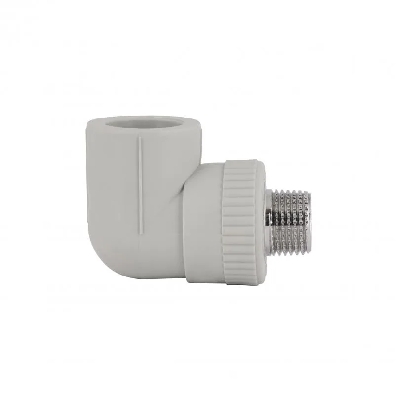 Уголок PPR 25x1/2" 90° НР полипропиленовый с латунной резьбой серый
