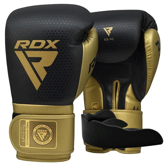 Боксерські рукавиці RDX Inc штучна шкіра 10 унцій золотисті