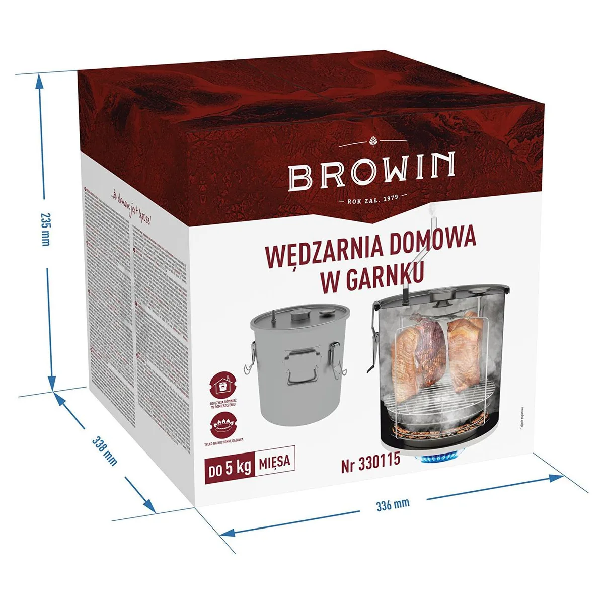 Коптильня Browin из нержавеющей стали 18 л для газовой плиты на 5 кг мяса