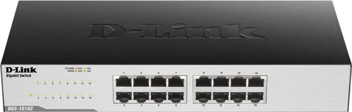 Комутатор D-Link 16 портів 10/100/1000Base-T некерований чорний