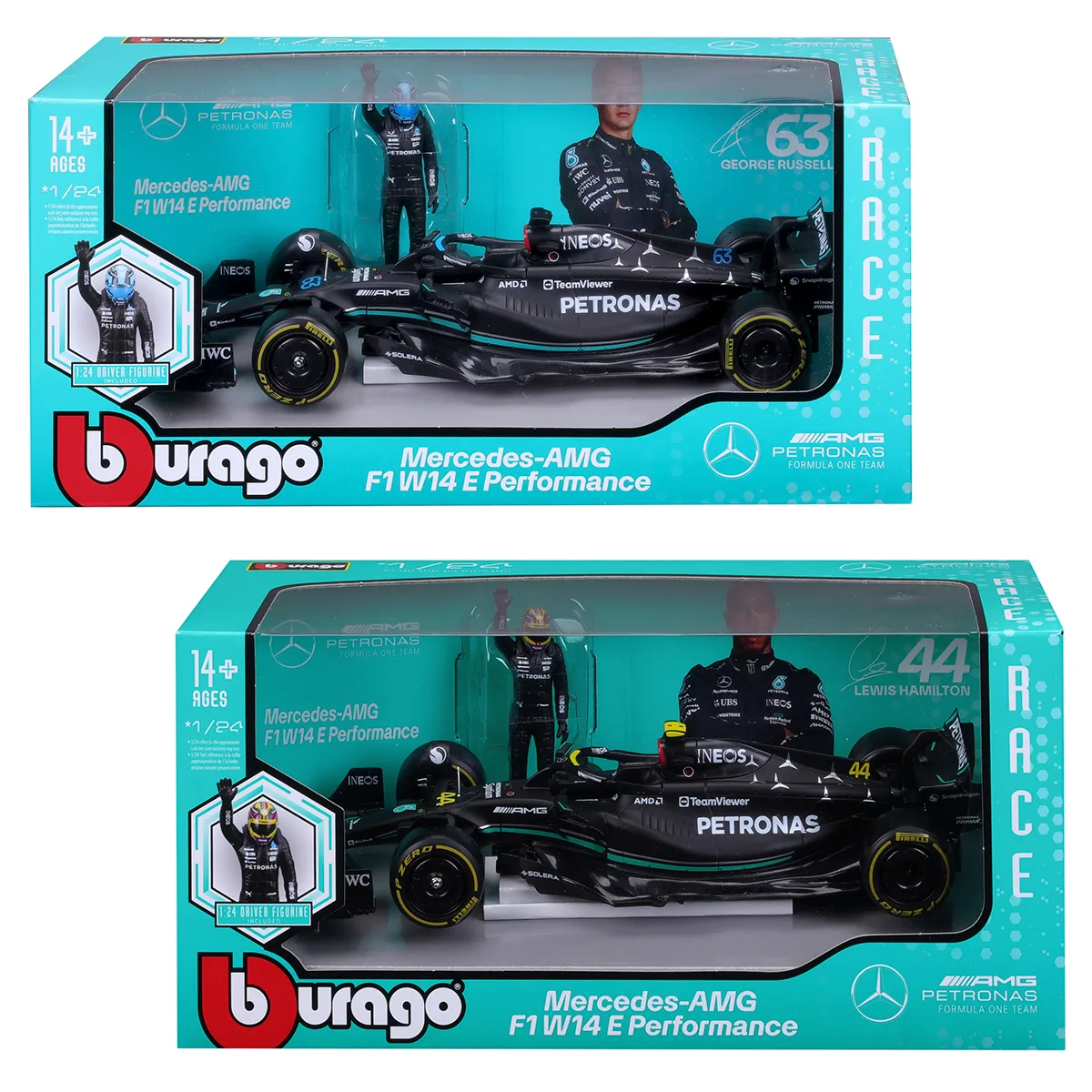 Автомодель з фігуркою Bburago метал 1:24 чорний