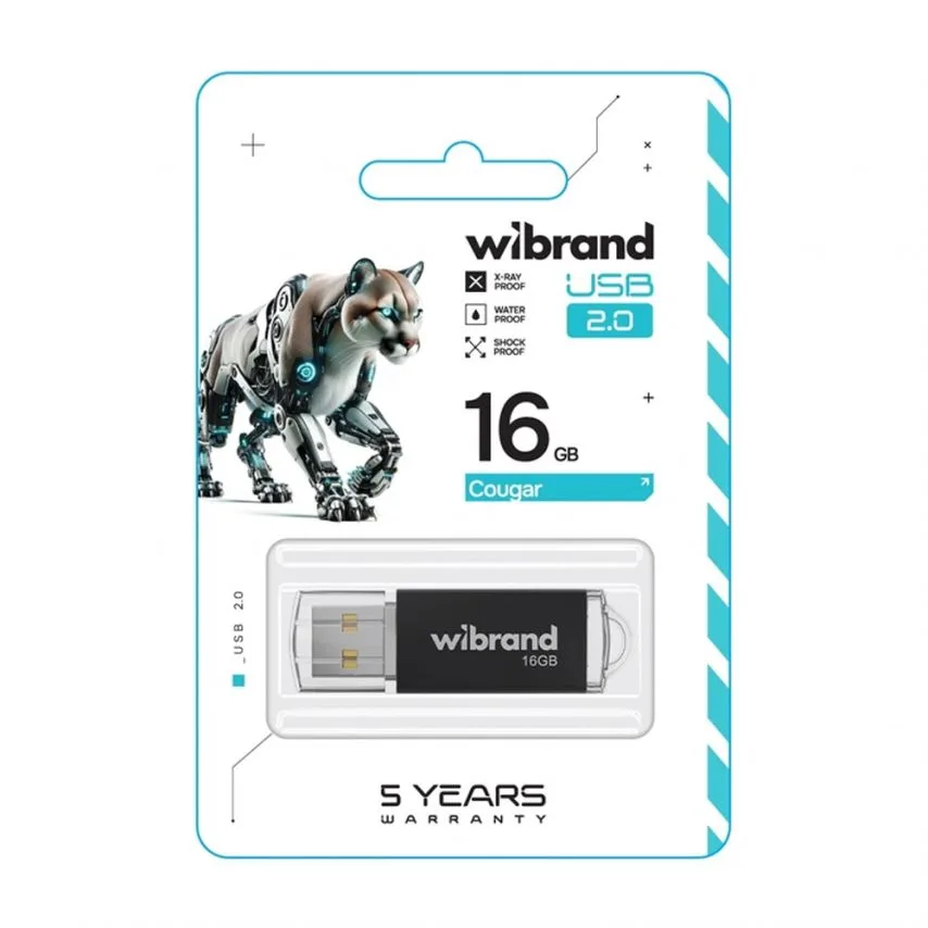 Флеш-пам'ять USB Wibrand пластик 16Гб чорна