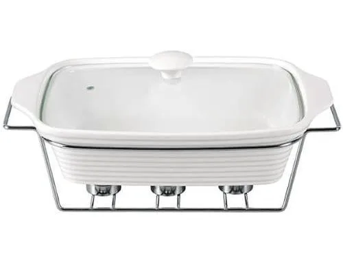 Керамічна форма Kamille Food Warmer 3л жаростійка біла з підігрівом