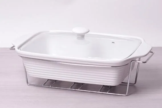 Керамічна форма Kamille Food Warmer 3л жаростійка біла з підігрівом