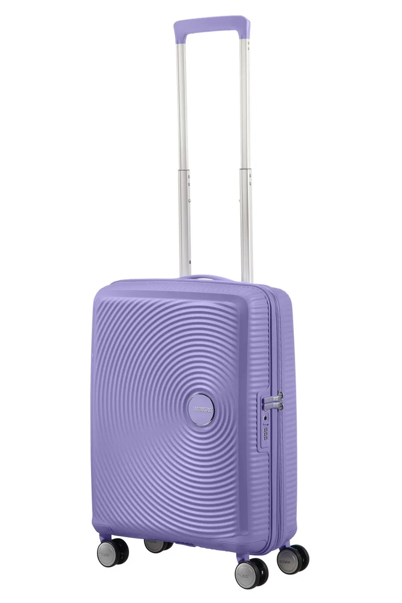 Вализа American Tourister, Soundbox, полипропилен, малая, 55 см, 35.5/41 л, TSA, 4 колеса, EXP, лавандовая