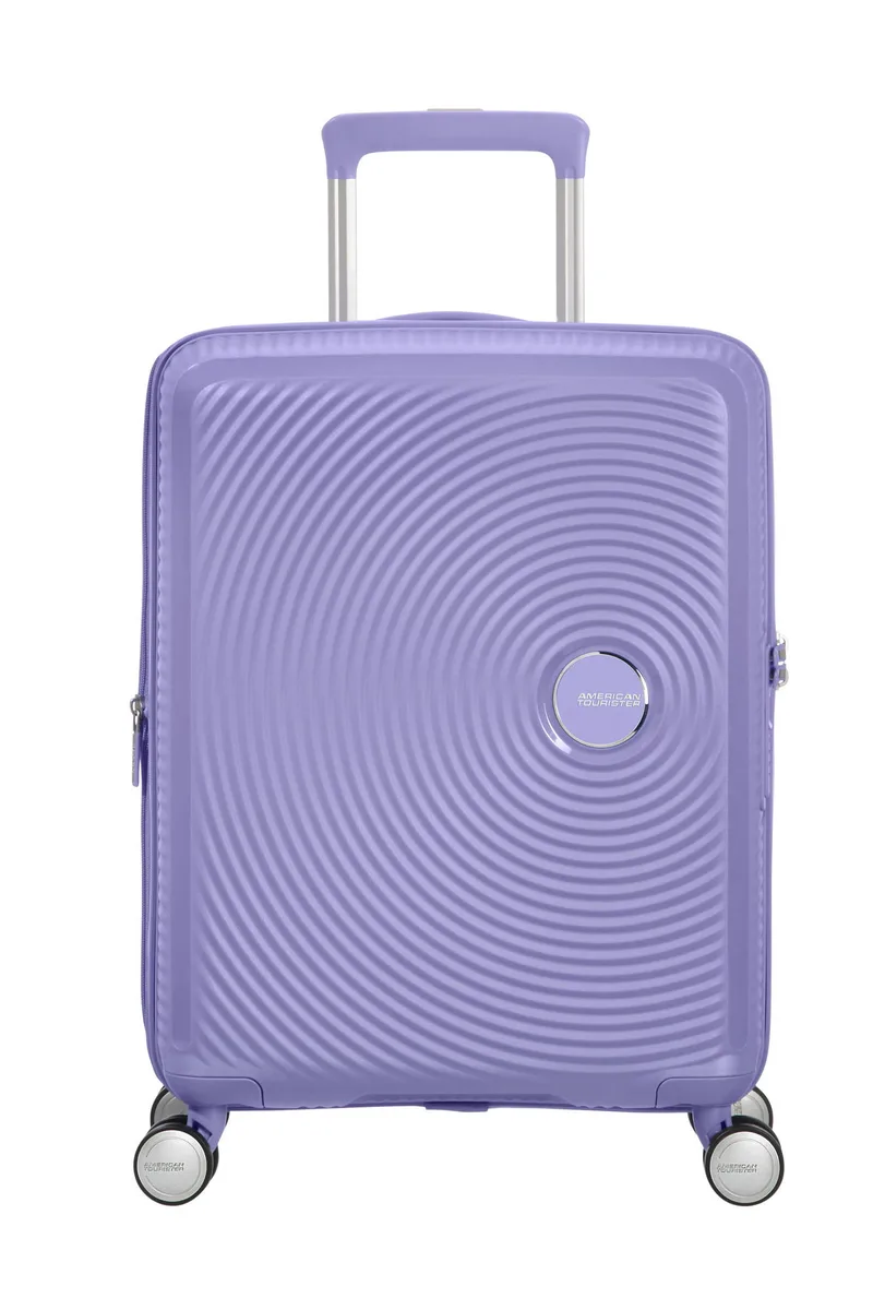 Вализа American Tourister, Soundbox, полипропилен, малая, 55 см, 35.5/41 л, TSA, 4 колеса, EXP, лавандовая