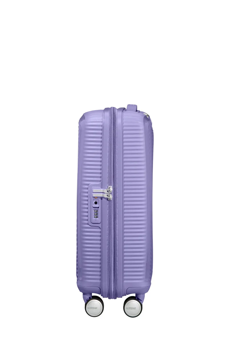 Вализа American Tourister, Soundbox, полипропилен, малая, 55 см, 35.5/41 л, TSA, 4 колеса, EXP, лавандовая