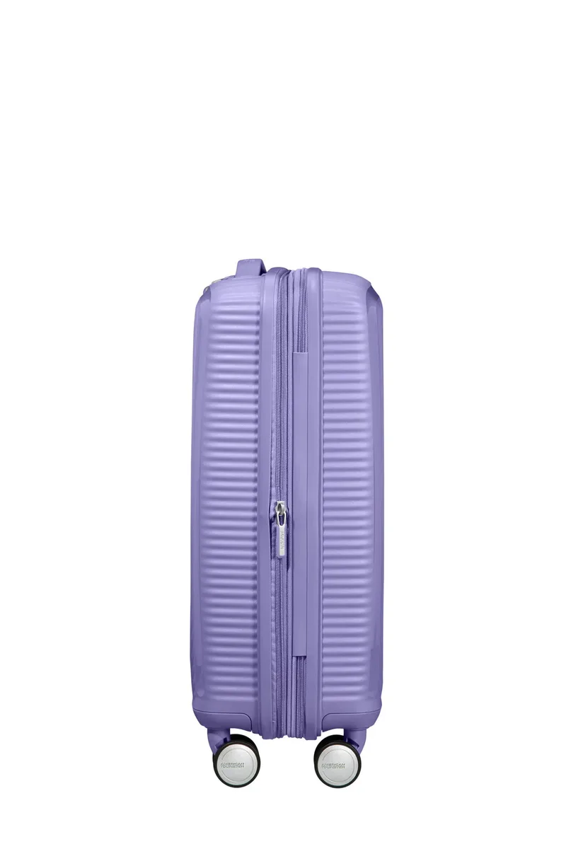 Вализа American Tourister, Soundbox, полипропилен, малая, 55 см, 35.5/41 л, TSA, 4 колеса, EXP, лавандовая