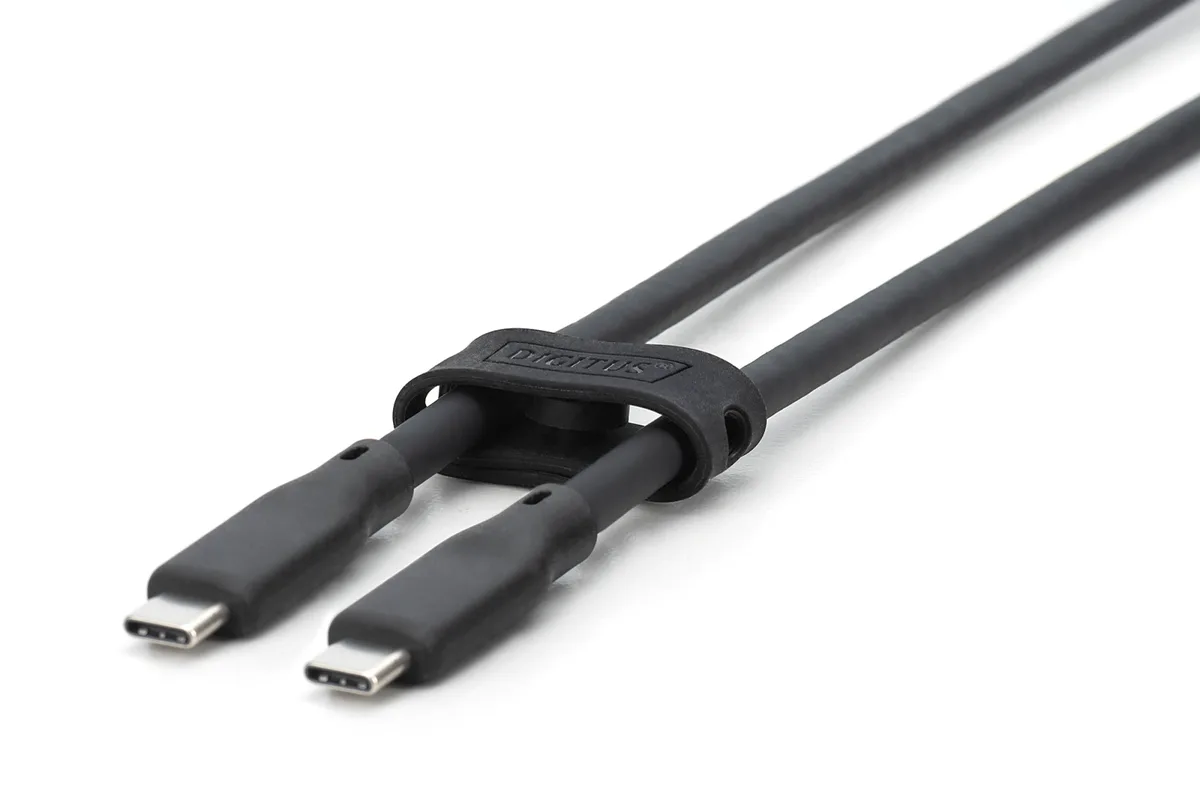 Кабель DIGITUS USB-C заряджання/синхронізації, USB 3.2 Gen 1, 5G, 100W, 4K, силіконовий, 2м, чорний