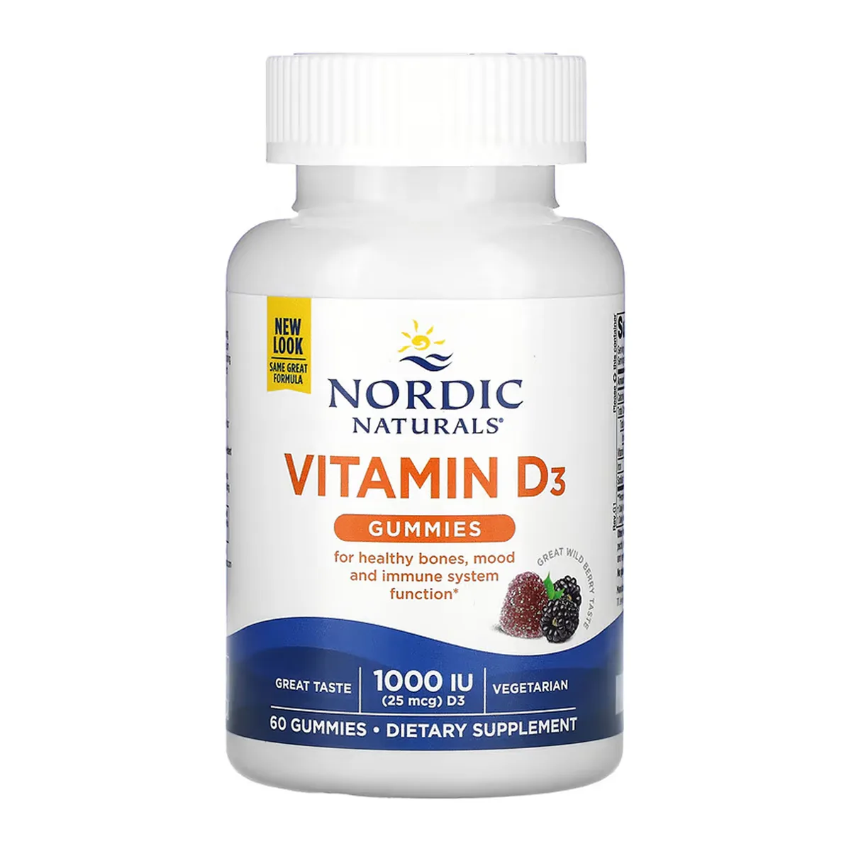 Вітамін D3 Nordic Naturals жувальні цукерки 60 шт Вегетаріанські лісові ягоди