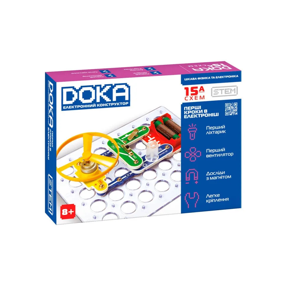 Електронний конструктор DOKA 15 схем для дітей 8 років без пайки