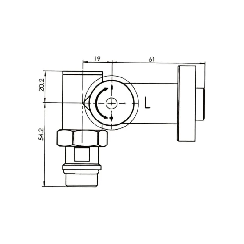 Угловой вентиль Thermo Alliance Standart 1/2" латунь хром 185x135x68 мм