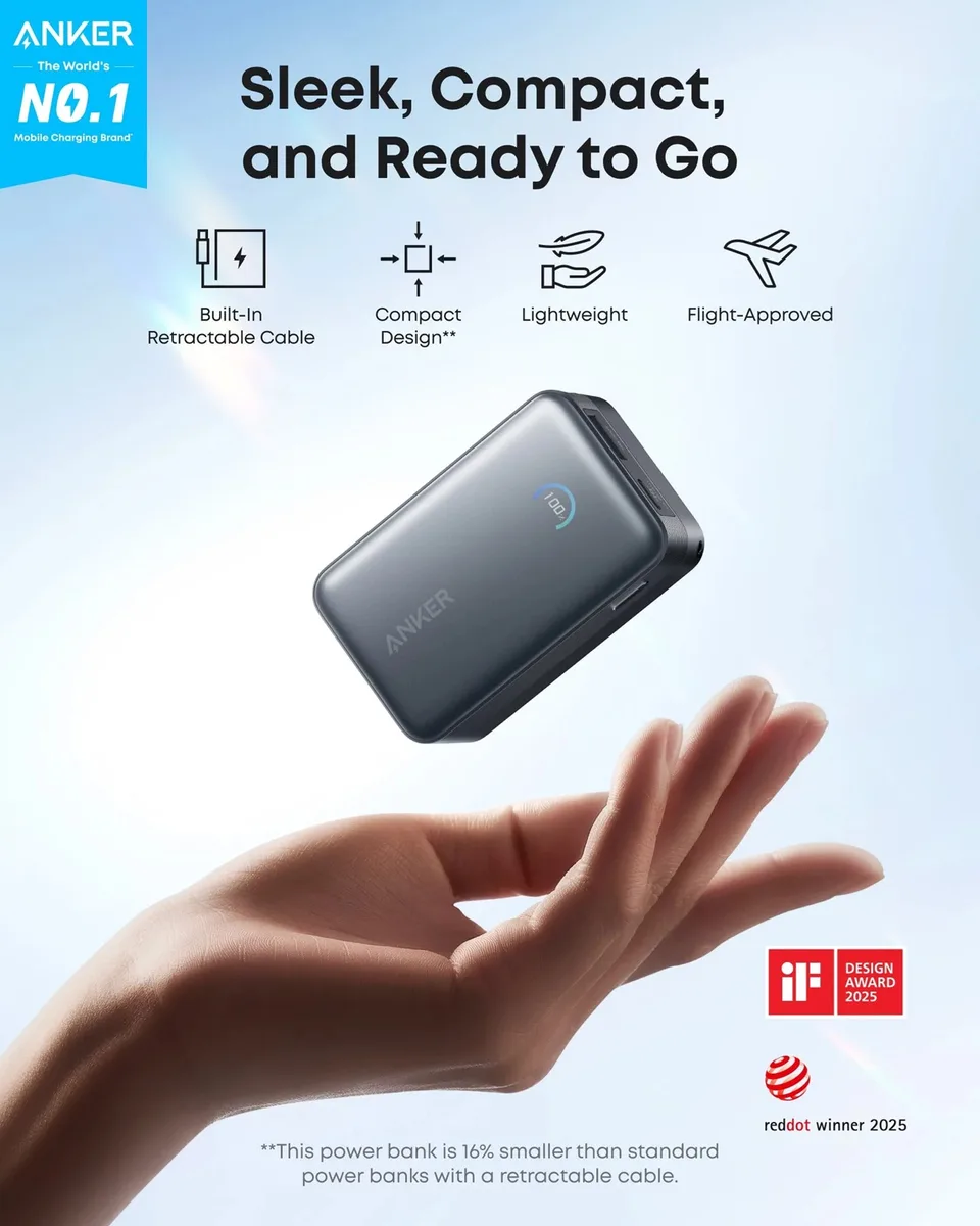 Портативний зарядний пристрій Anker 10000 мАг 45Вт USB-C Чорний