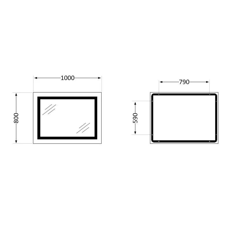 Дзеркало Lidz Kubis 1000x800 мм LED підсвічування Touch антизапотівання алюміній/пластик